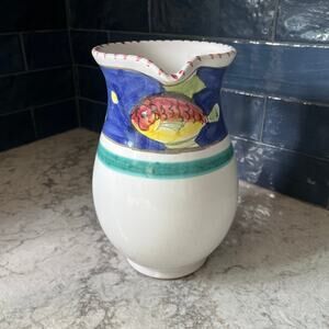Vietri Pottery Hand-Painted Pitcher – Colorful Mediterranean Fish – Italy